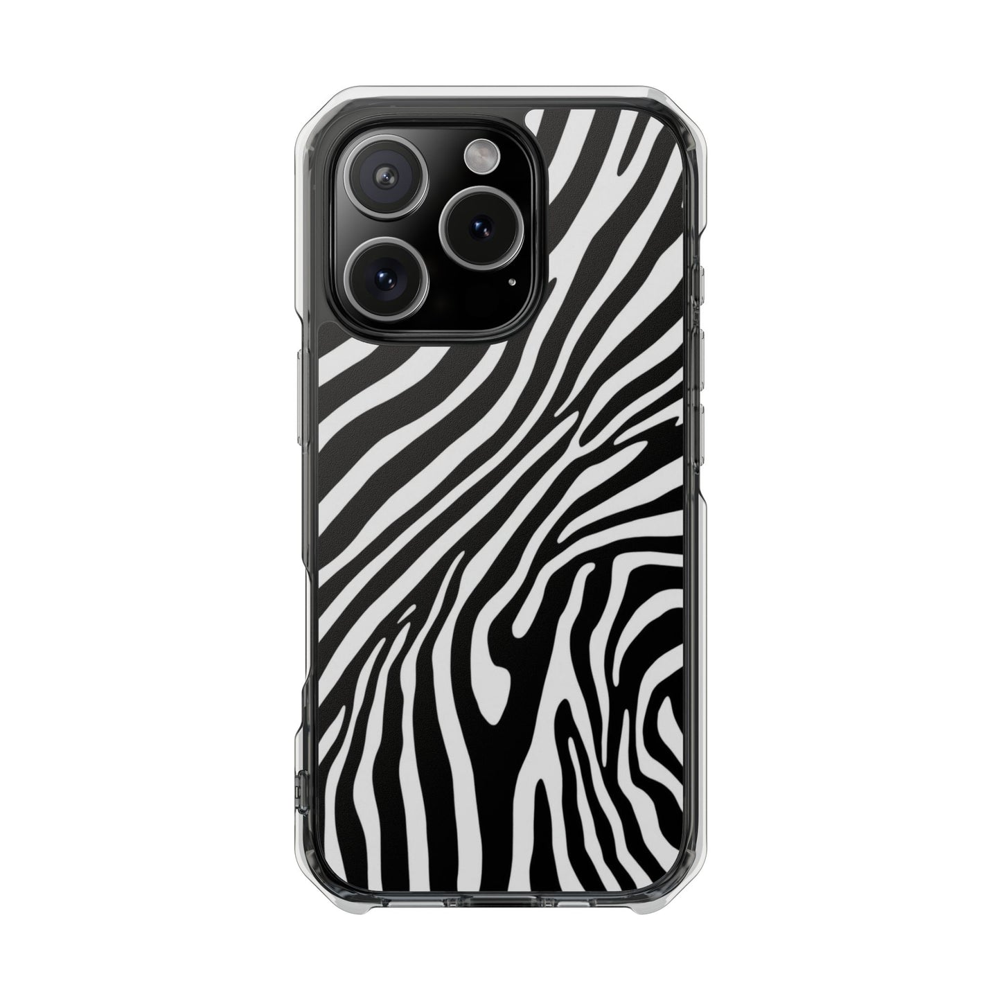 Zebra Print Clear Magnetic Phone Case — Impact-Resistant iPhone Cover