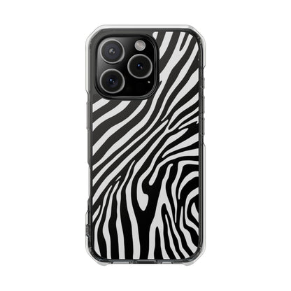 Zebra Print Clear Magnetic Phone Case — Impact-Resistant iPhone Cover