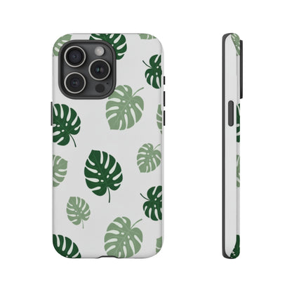 Monstera Leaf Tough Phone Case – Tropical Green Palm Pattern Protective Cover