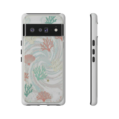 Seafoam Coral Tough Phone Case - Pastel Ocean Wave Design