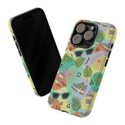 Tropical Summer Phone Case — Retro Sunglasses, Sneakers & Palm Pattern