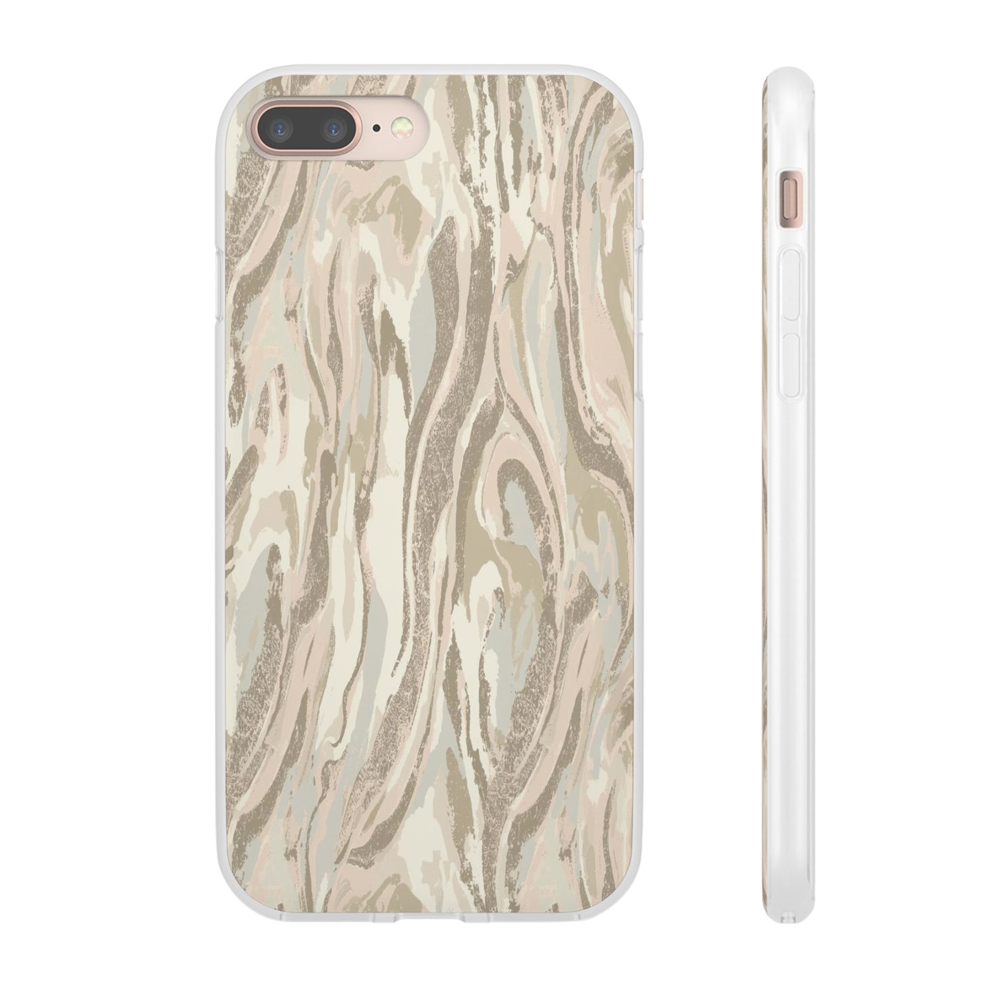 Neutral Marble Swirl Flexi Phone Case — Beige Abstract Protective Cover