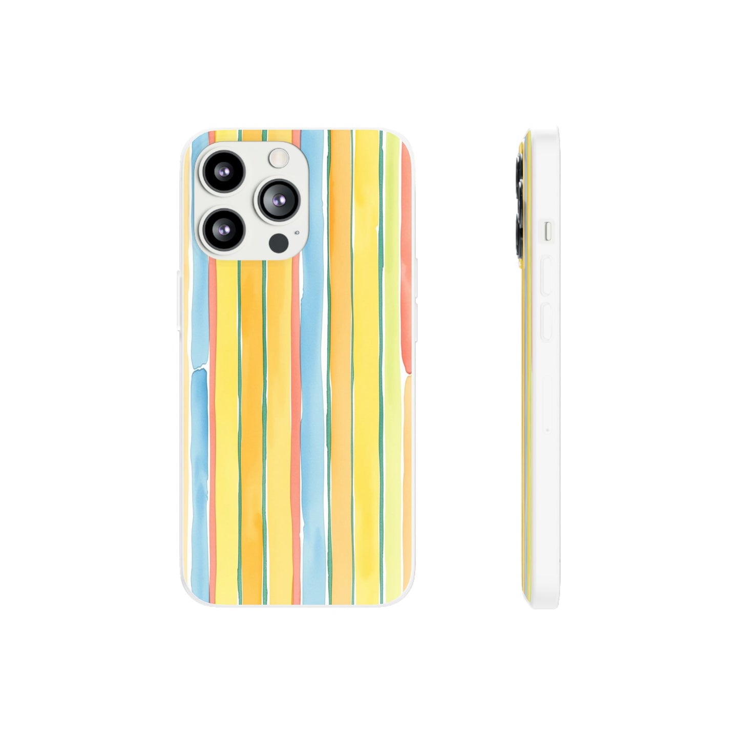 Watercolor Stripe Phone Case — Bright Pastel Vertical Stripes Protective Flexi Case