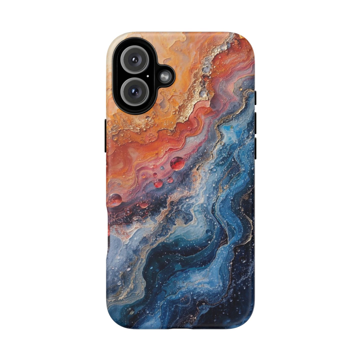 Marbled Galaxy Tough Phone Case — Abstract Blue & Coral Protective Cover