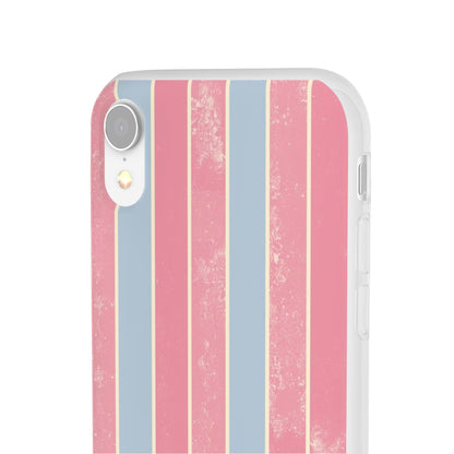 Striped Pink & Blue Phone Case — Retro Pastel Flexi Case