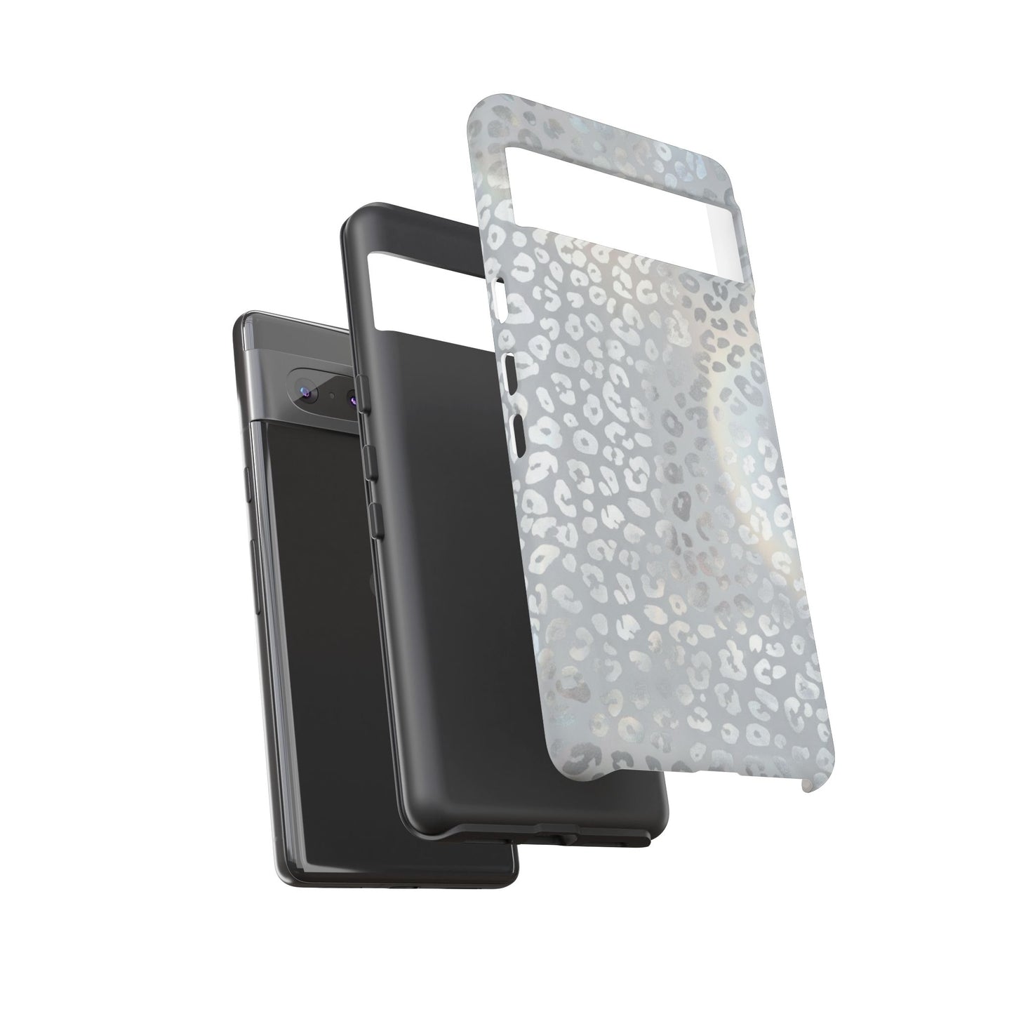 Grey Leopard Print Tough Phone Case — Durable Protective iPhone Cover