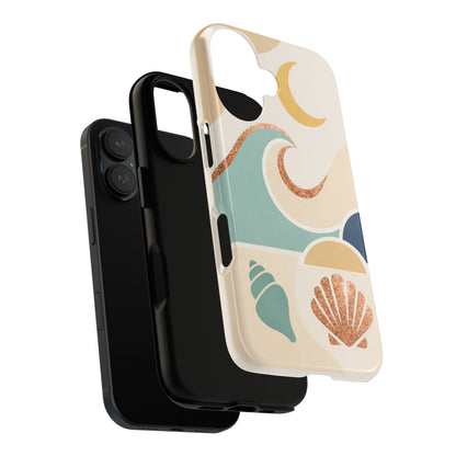 Sea Breeze Tough Phone Case — Retro Waves & Shells Design