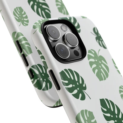 Monstera Leaf Phone Case — Tropical Green Pattern Tough Case