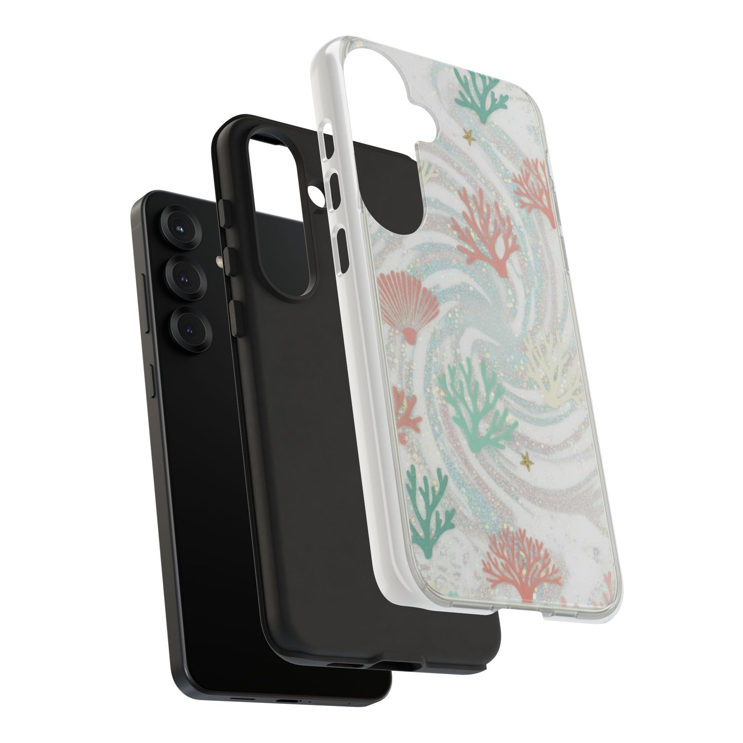 Seafoam Coral Tough Phone Case - Pastel Ocean Wave Design