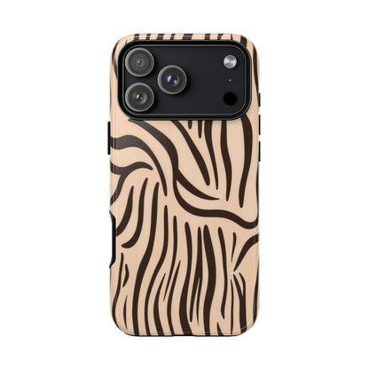 Zebra Stripe Tough Phone Case – Neutral Animal Print Protective Cover