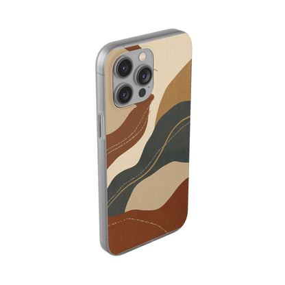 Abstract Earth Tone Phone Case — Boho Wavy Flexi Case