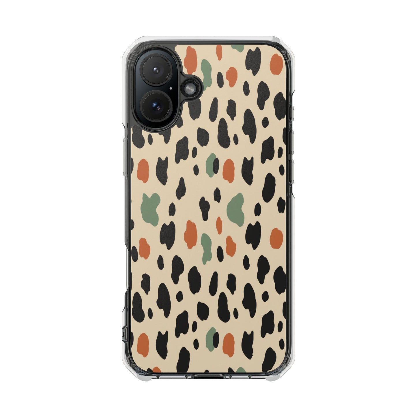 Clear Magnetic Impact Phone Case — Neutral Multicolor Leopard Print