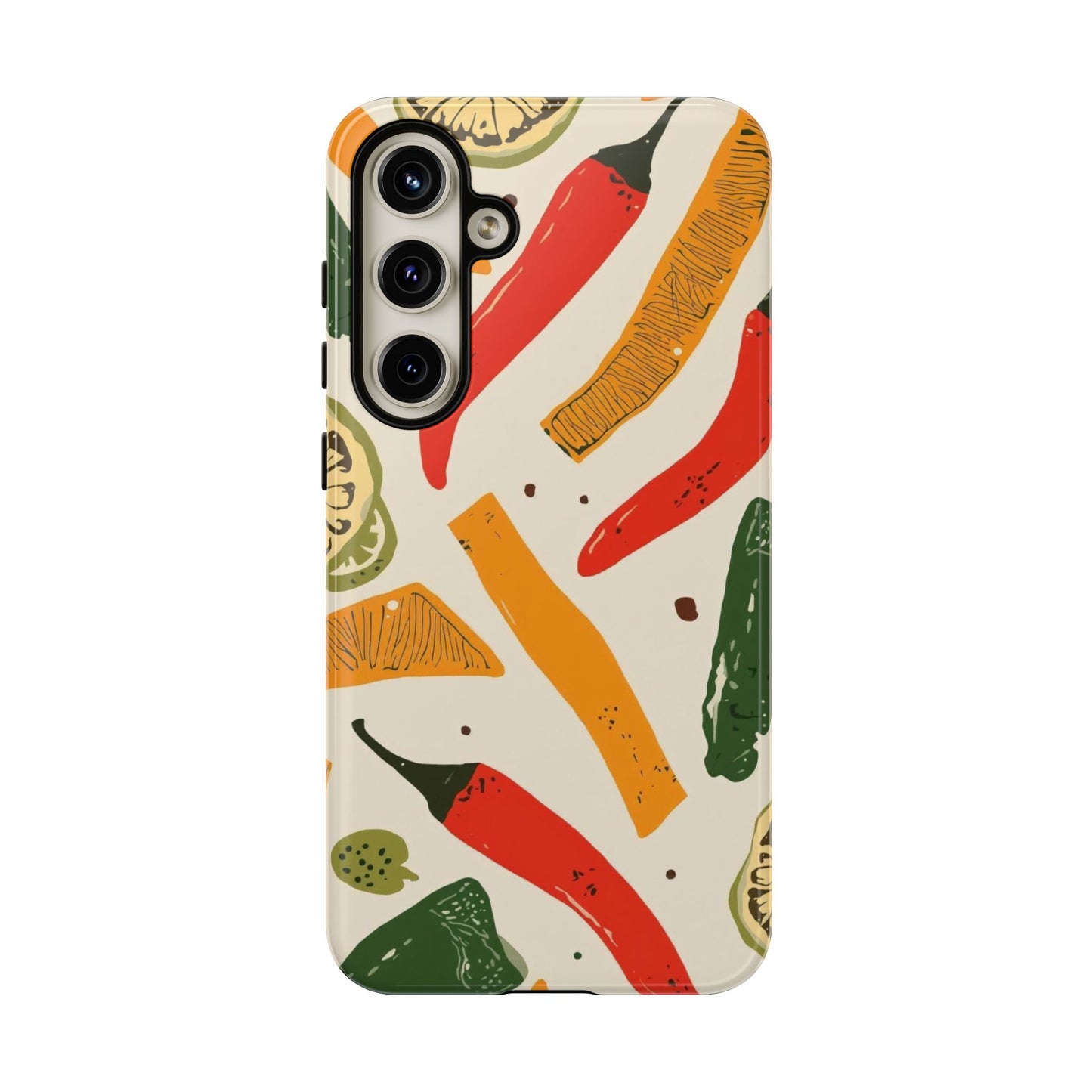 Spicy Peppers Phone Case – Colorful Chili, Lime & Citrus Pattern