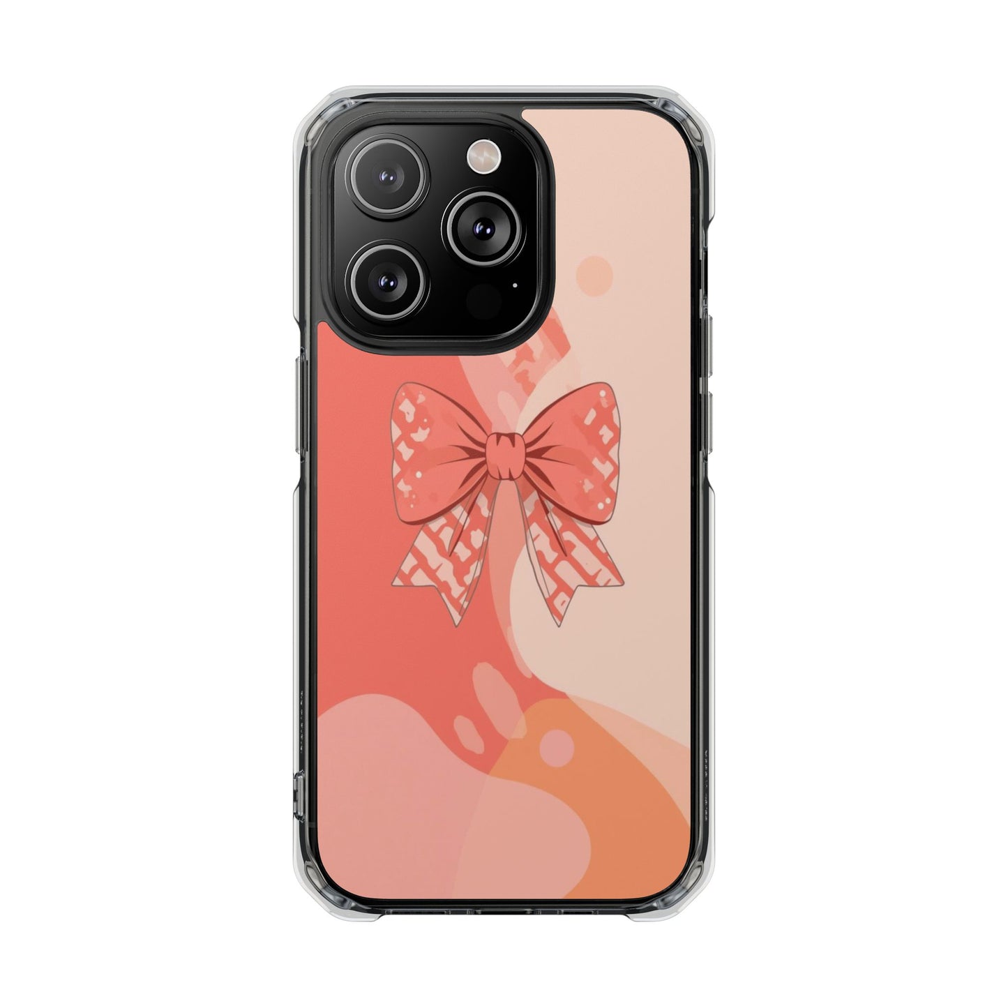 Clear Magnetic Phone Case — Pink Bow Design