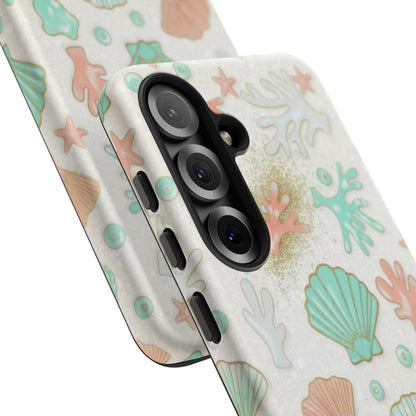 Seashell Coral Phone Case — Pastel Beach Shells Protective Tough Case