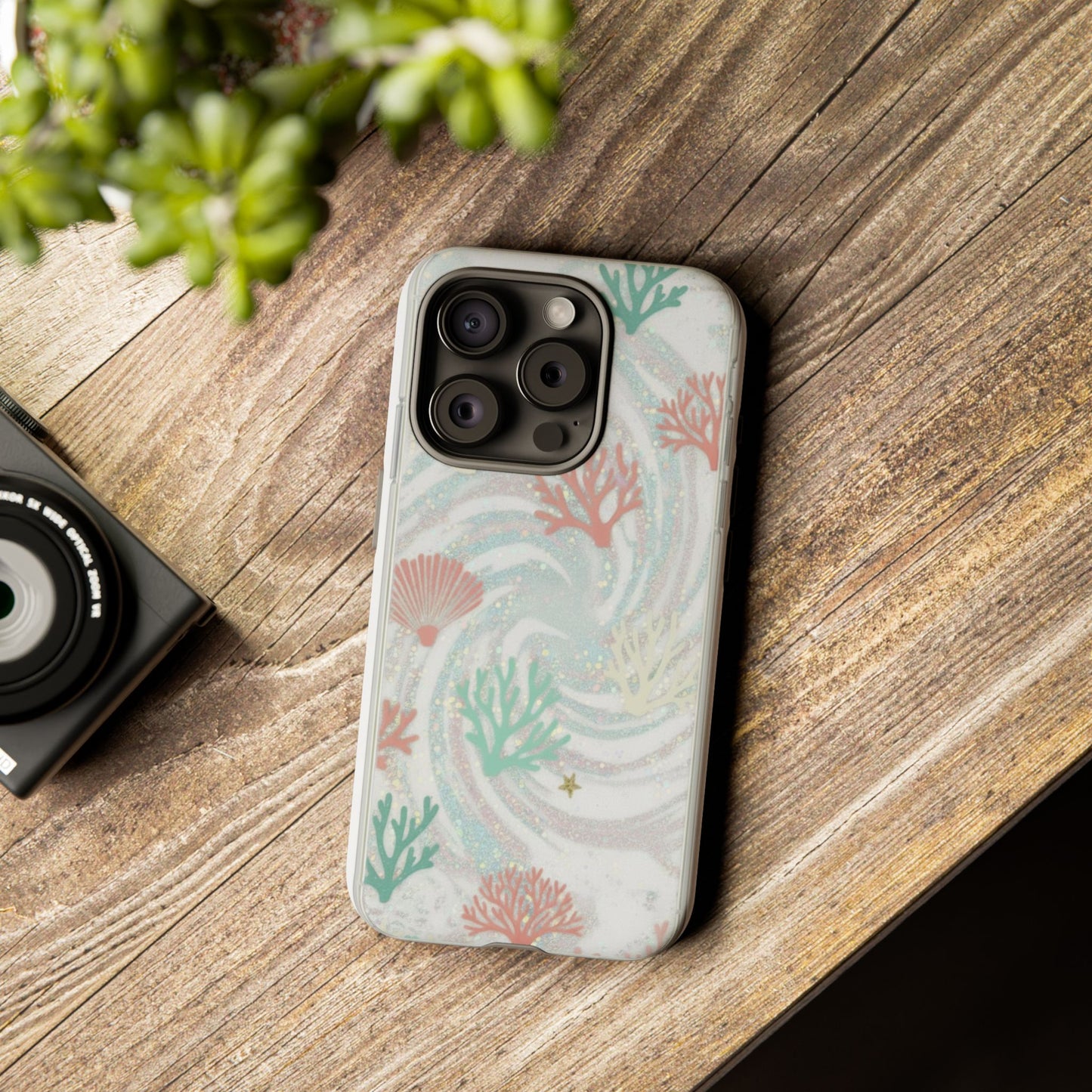 Seafoam Coral Tough Phone Case - Pastel Ocean Wave Design