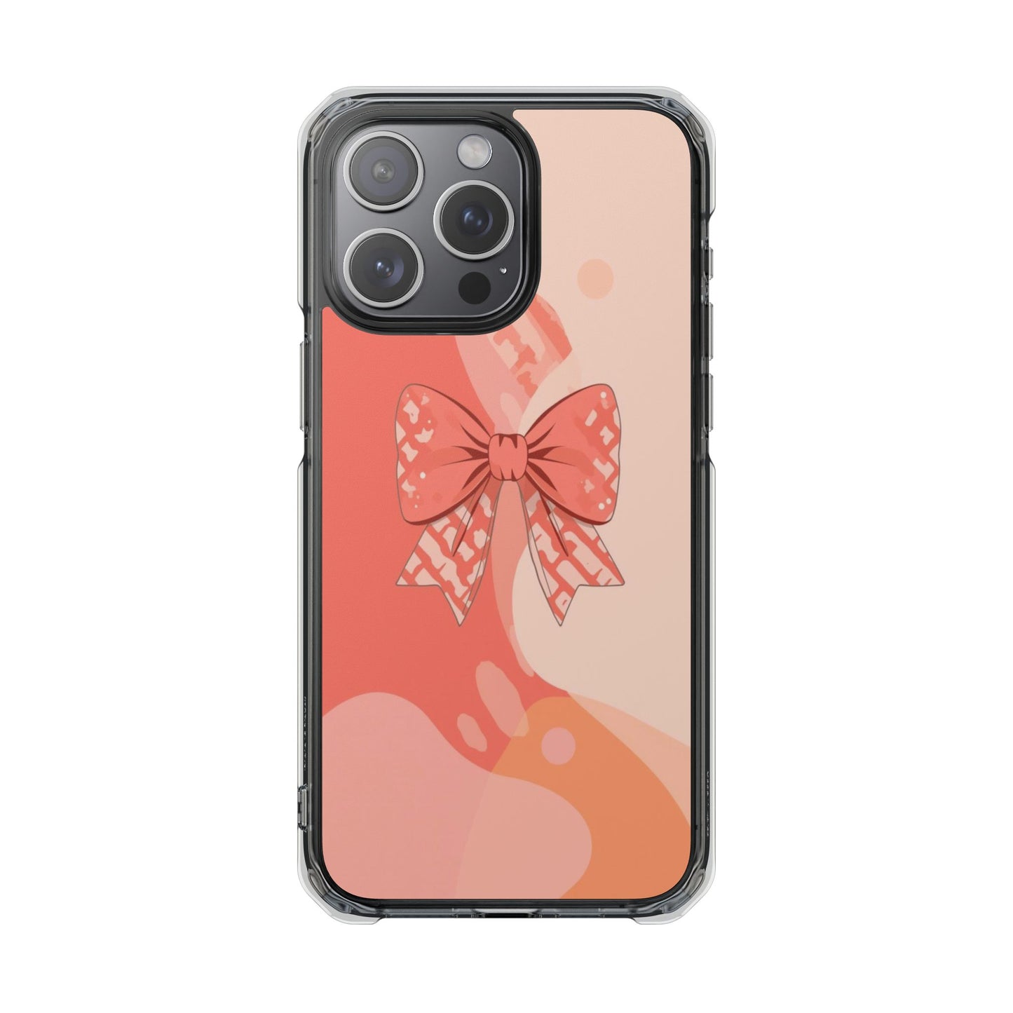 Clear Magnetic Phone Case — Pink Bow Design