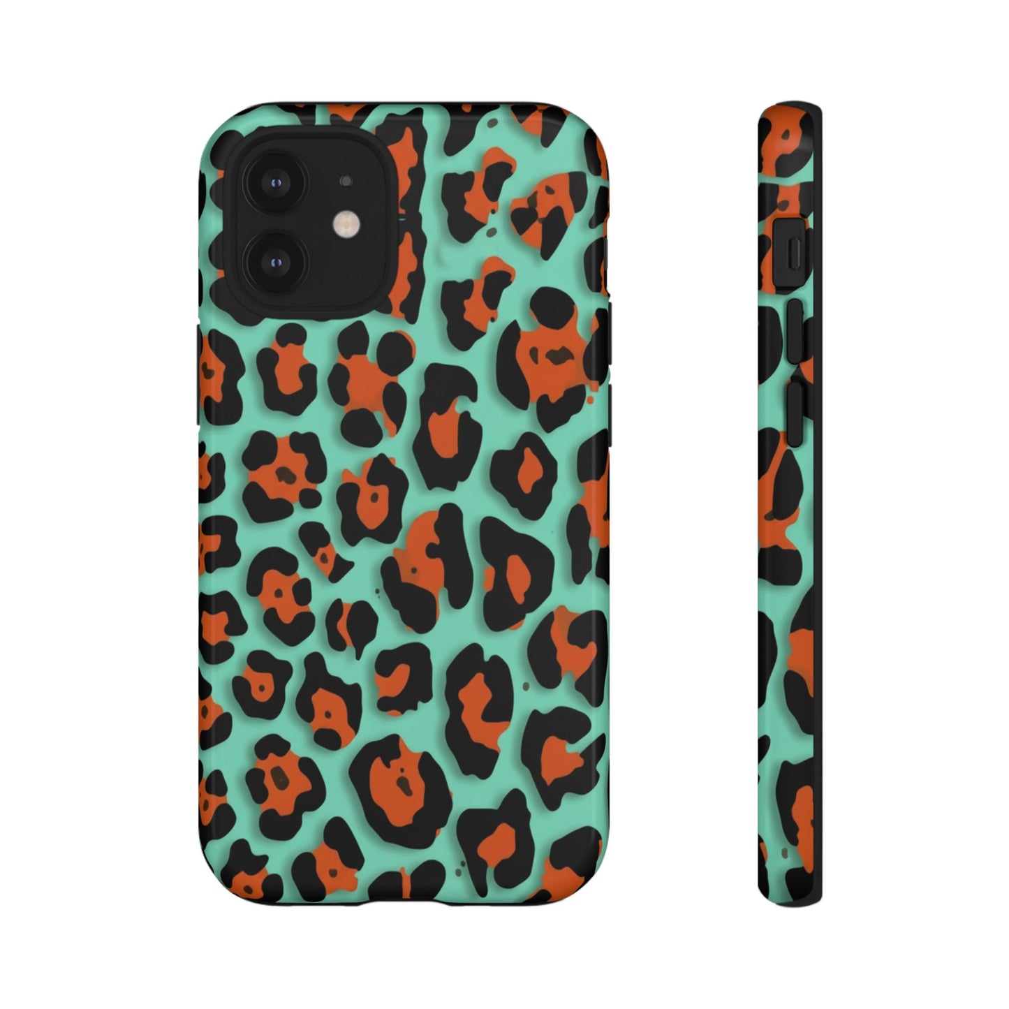 Teal & Rust Leopard Phone Case — Tough Protective Animal Print