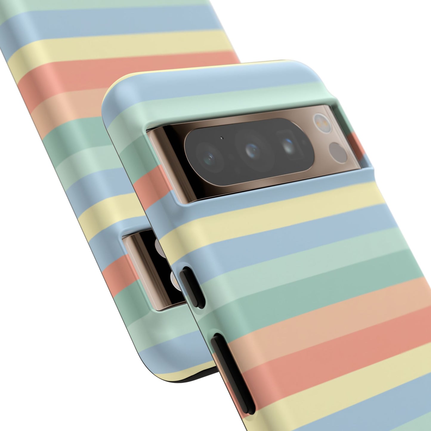 Pastel Striped Phone Case — Retro Horizontal Multi-Color Tough Case
