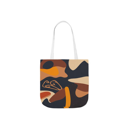 Abstract Earth-Tone Canvas Tote — Retro Organic Pattern
