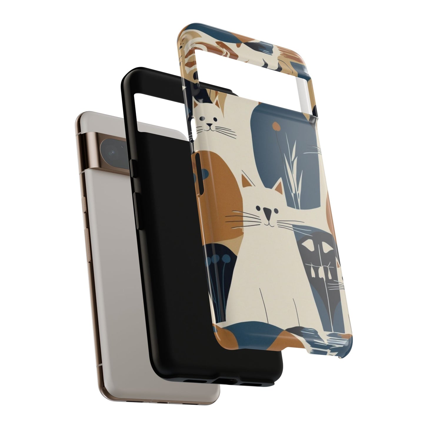 Cat Pattern Phone Case – Retro Abstract Cats Protective iPhone Cover