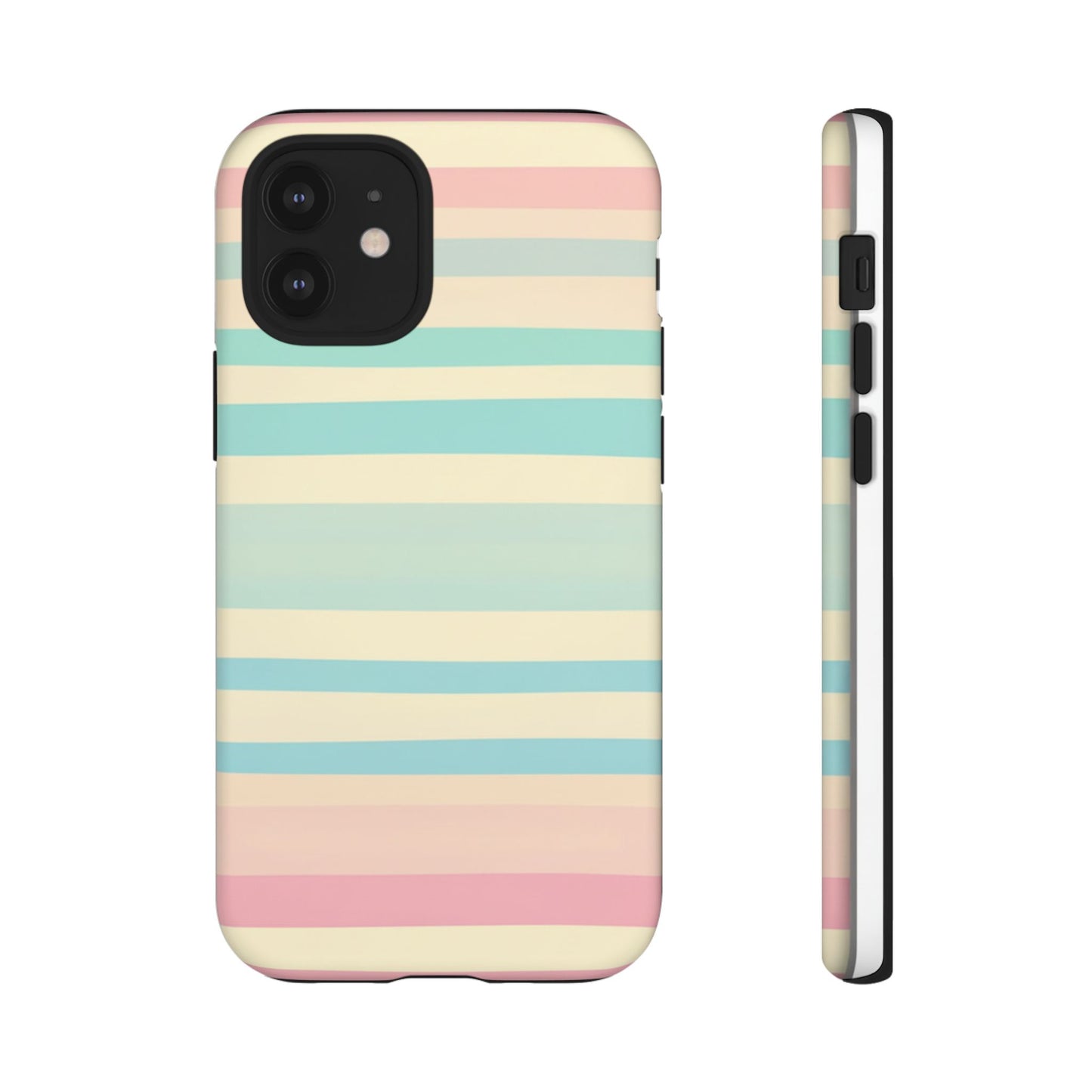 Pastel Striped Tough Phone Case – Protective Retro Rainbow Design