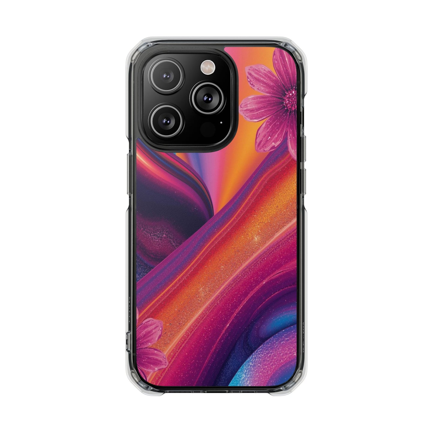 Clear Magnetic Impact Phone Case — Colorful Floral Design