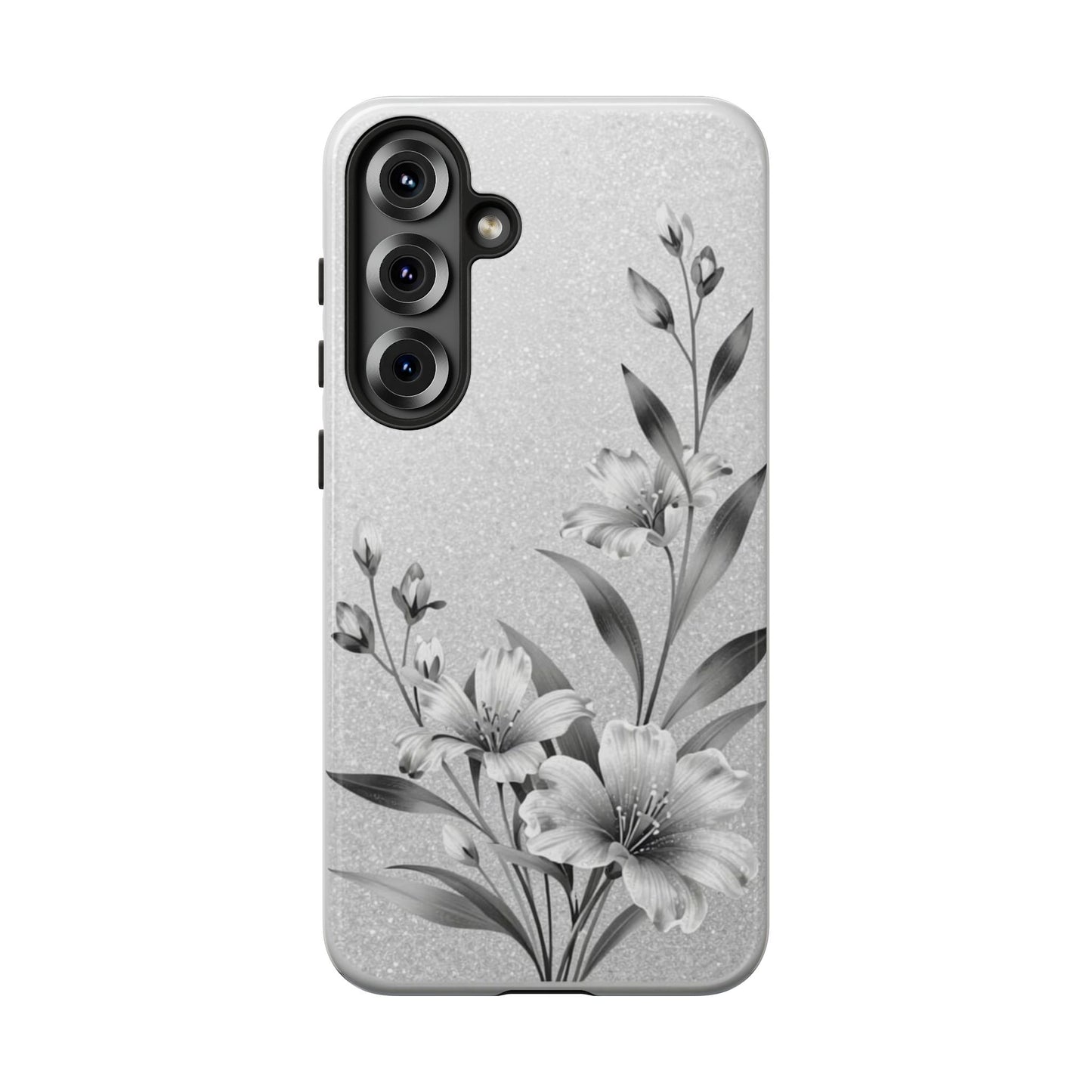 Floral Monochrome Phone Case — Elegant Black & White Lily Design