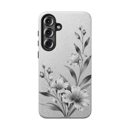 Floral Monochrome Phone Case — Elegant Black & White Lily Design