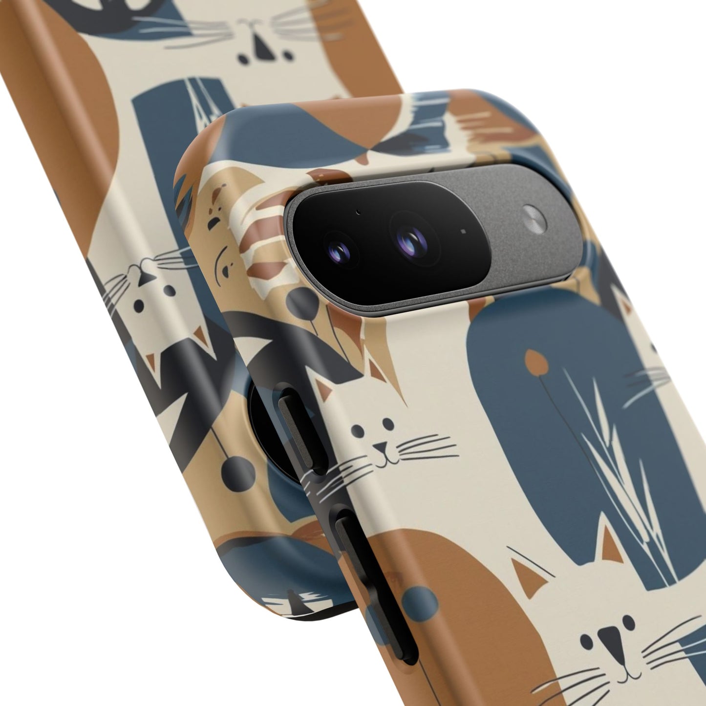 Cat Pattern Phone Case – Retro Abstract Cats Protective iPhone Cover