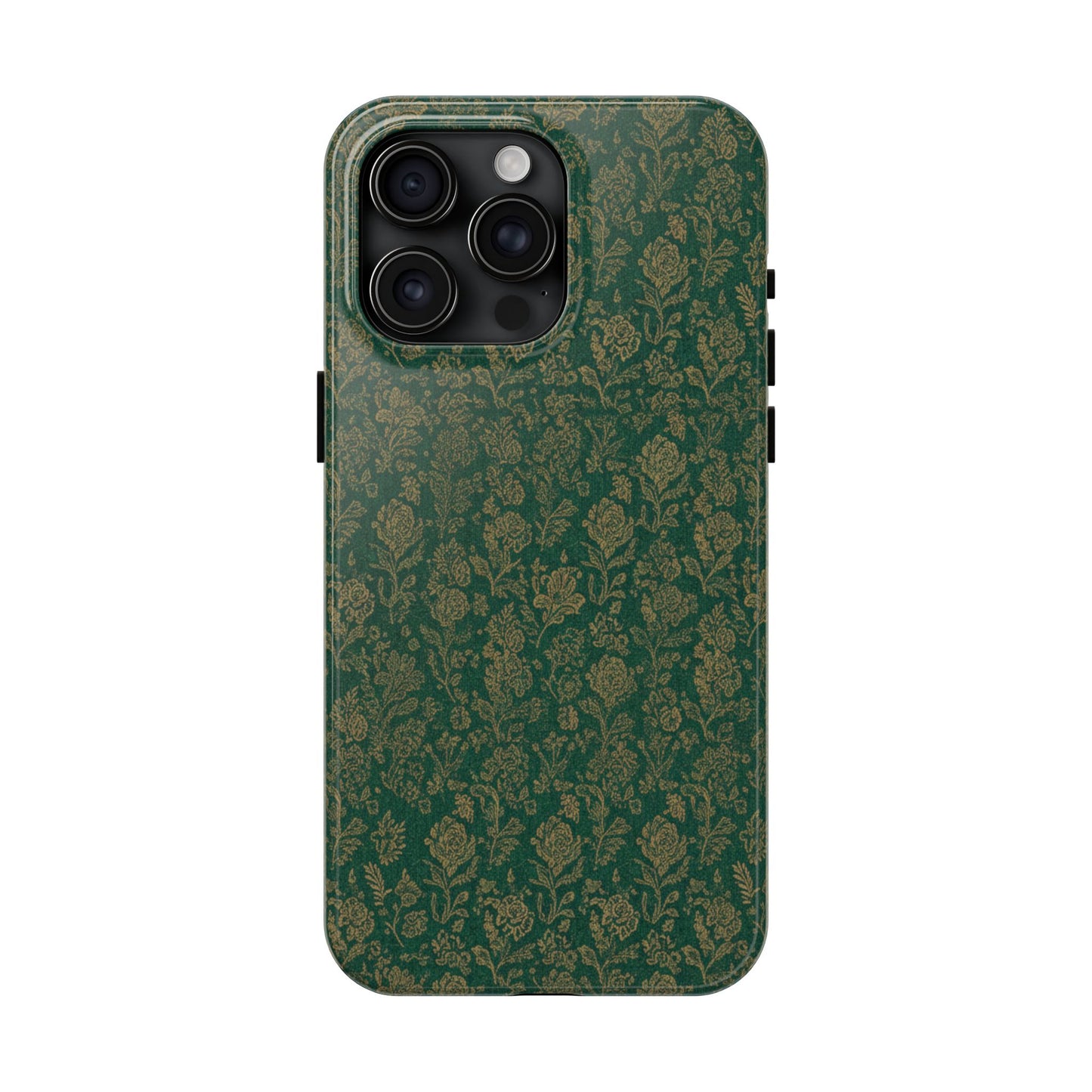 Vintage Floral Tough Phone Case — Green Damask Protective Cover
