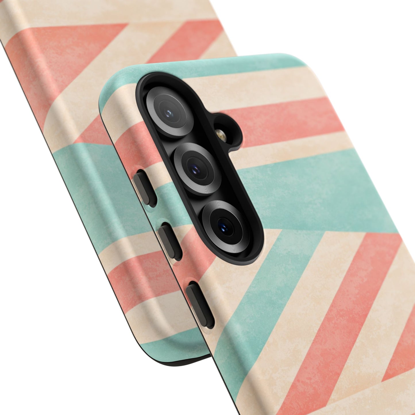 Pastel Stripes Tough Phone Case – Retro Coral & Teal Protective Cover