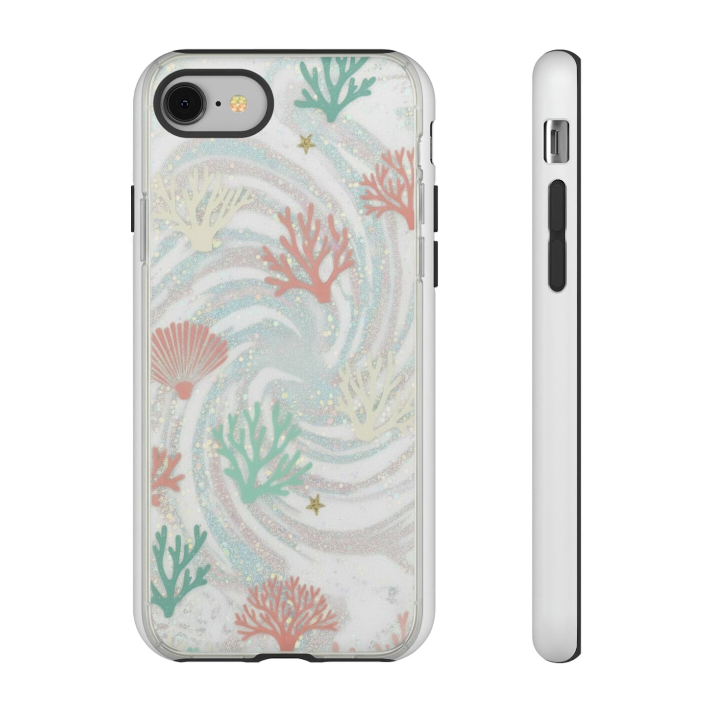 Seafoam Coral Tough Phone Case - Pastel Ocean Wave Design