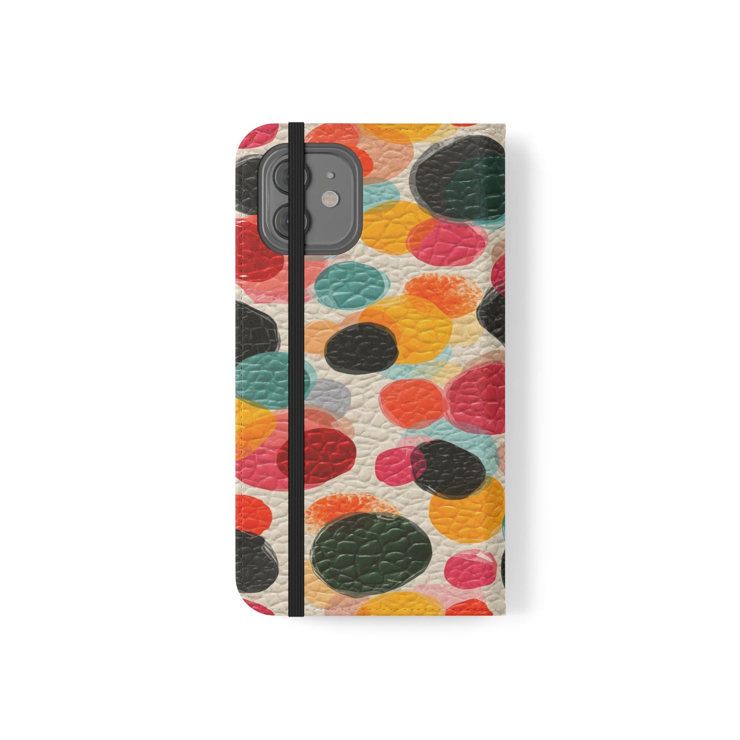 Colorful Confetti Dot Flip Phone Case — Retro Polka Wallet Cover