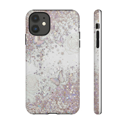 Butterfly Glitter Tough Phone Case — Floral Sparkle Protective Case