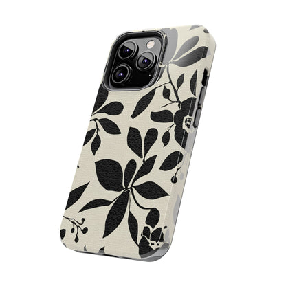 Tough Phone Case — Black Floral Silhouette Protective Cover