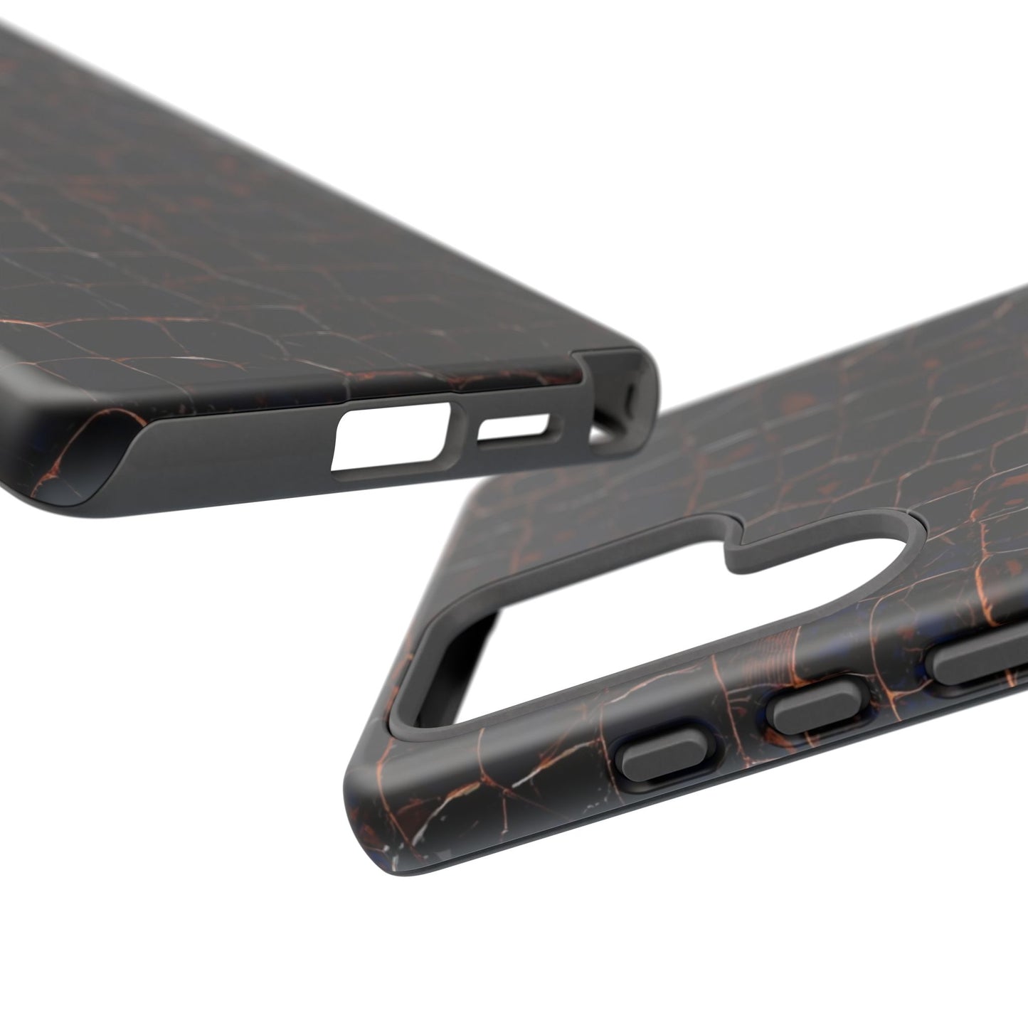 Croc-Embossed Tough Phone Case — Shockproof Black Alligator Texture