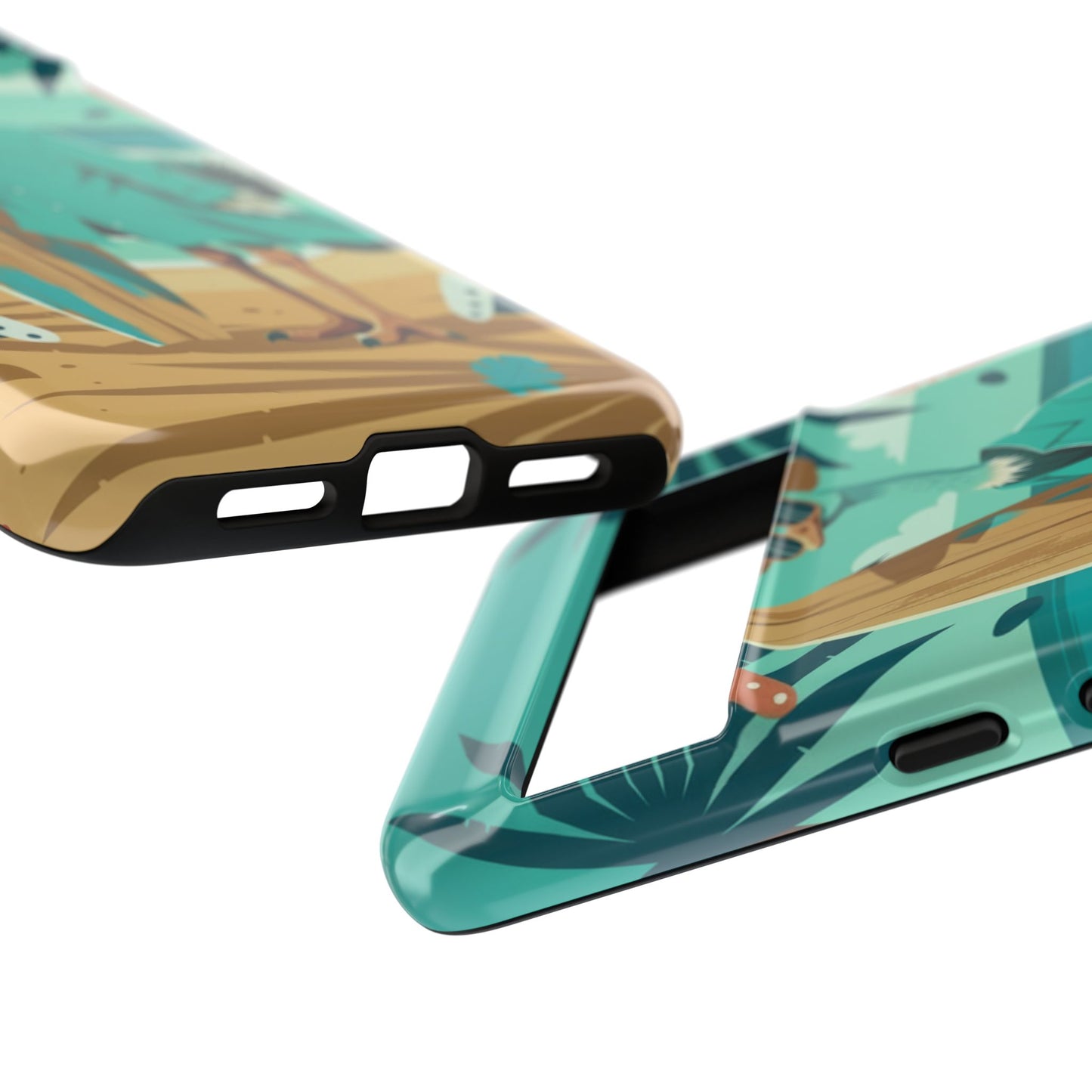 Phone Case — Retro Dressed Seagull Surfing Beach Illustration
