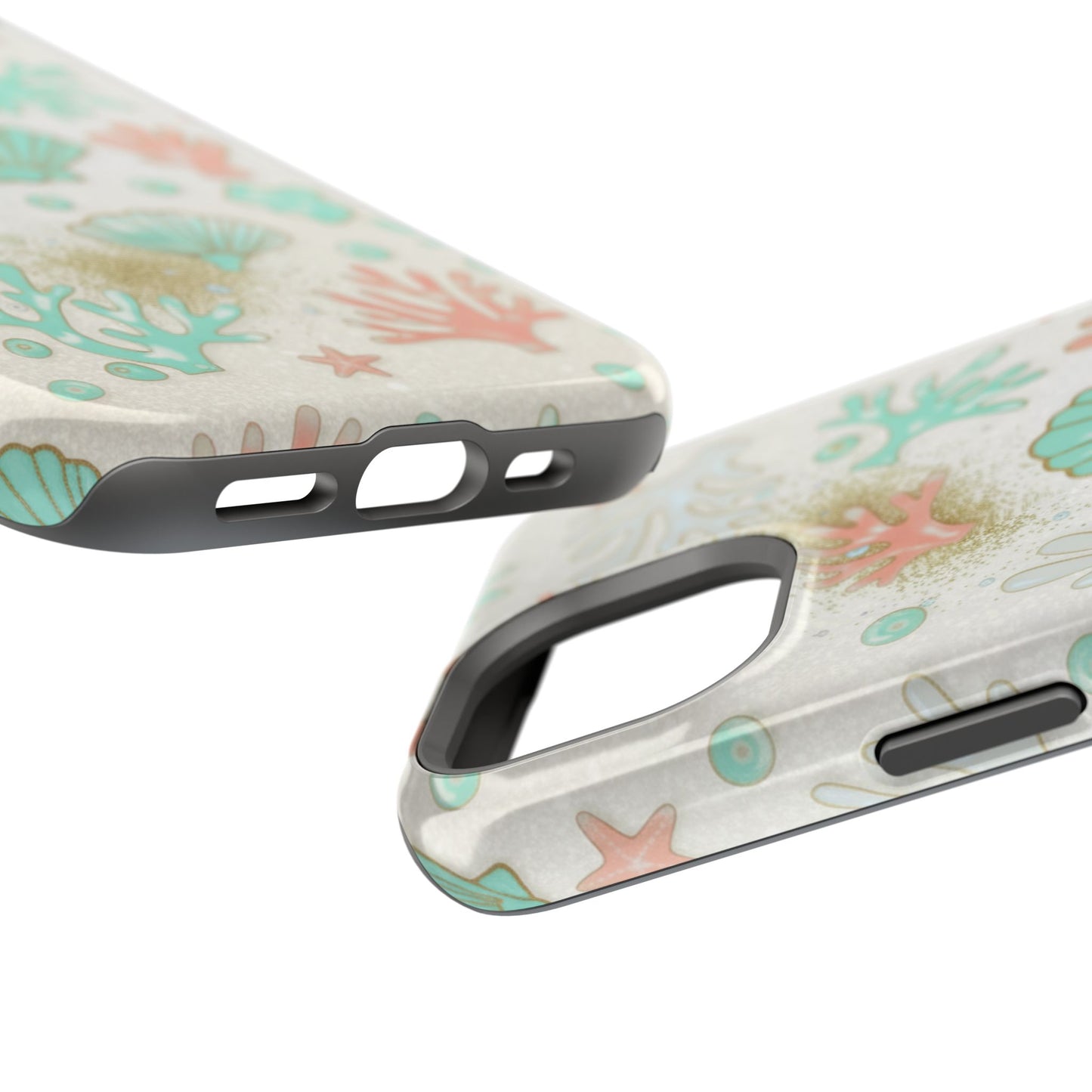 Sea Shells Magnetic Impact Phone Case — Pastel Coral & Teal Beach Design