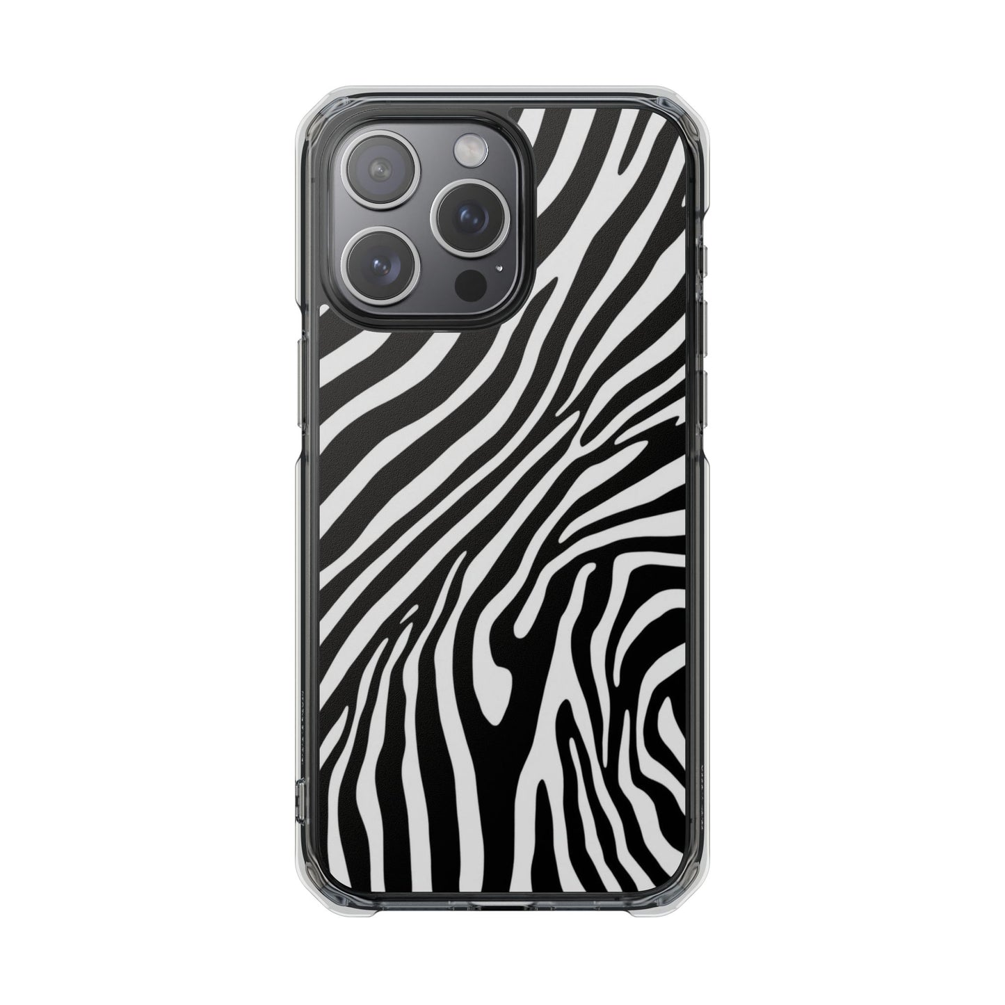 Zebra Print Clear Magnetic Phone Case — Impact-Resistant iPhone Cover