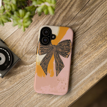 Bow Brushstroke Tough Phone Case — Pink & Mustard