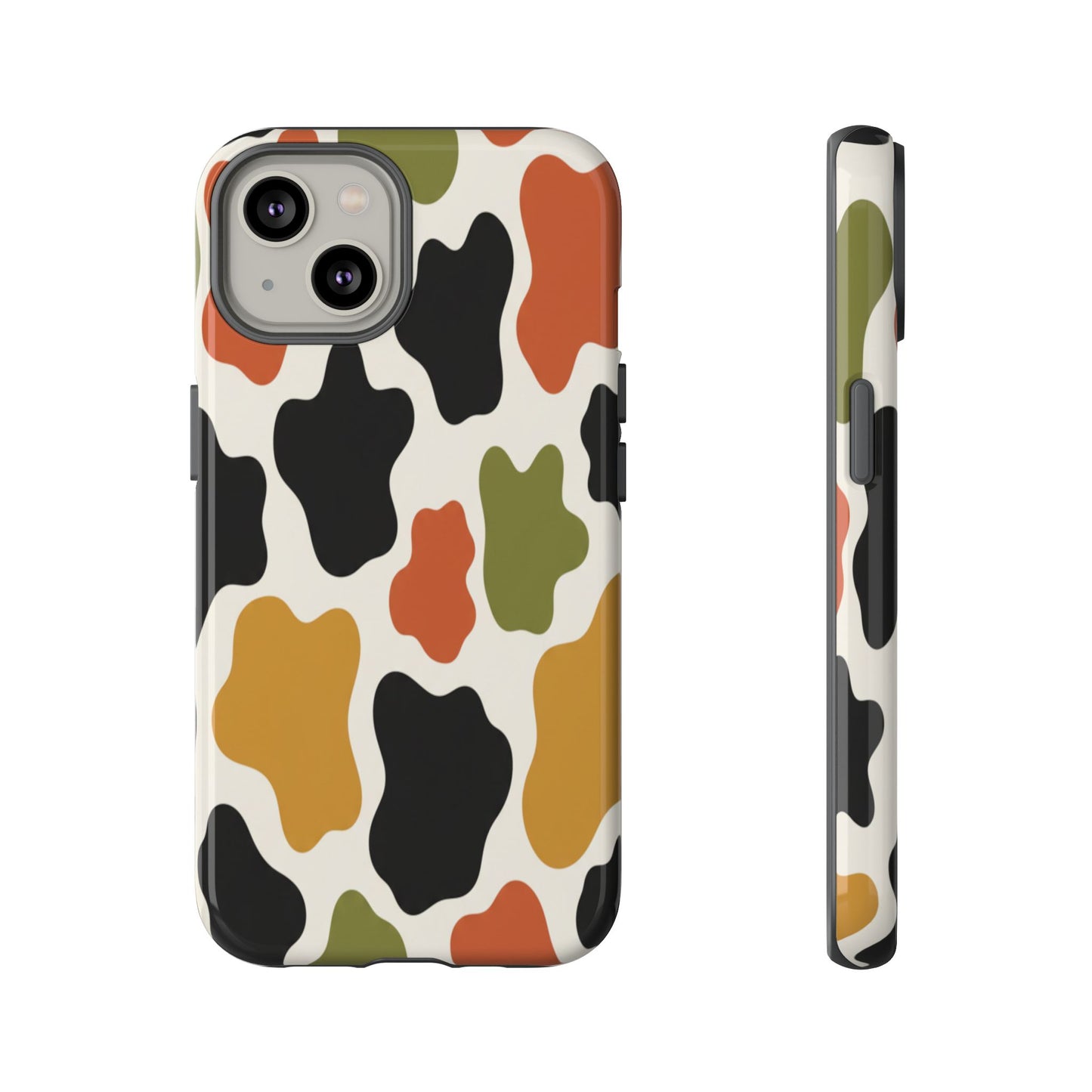 Camouflage Pattern Tough Phone Case – Retro Olive, Rust & Mustard Protective Cover