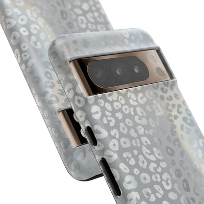 Grey Leopard Print Tough Phone Case — Durable Protective iPhone Cover