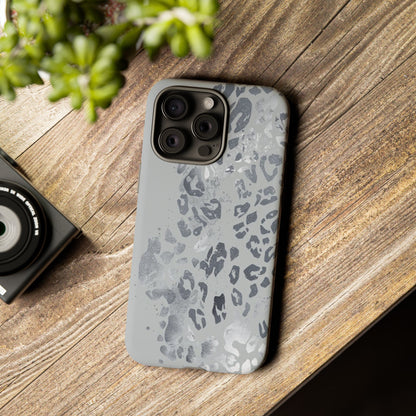 Gray Leopard Print Tough Phone Case