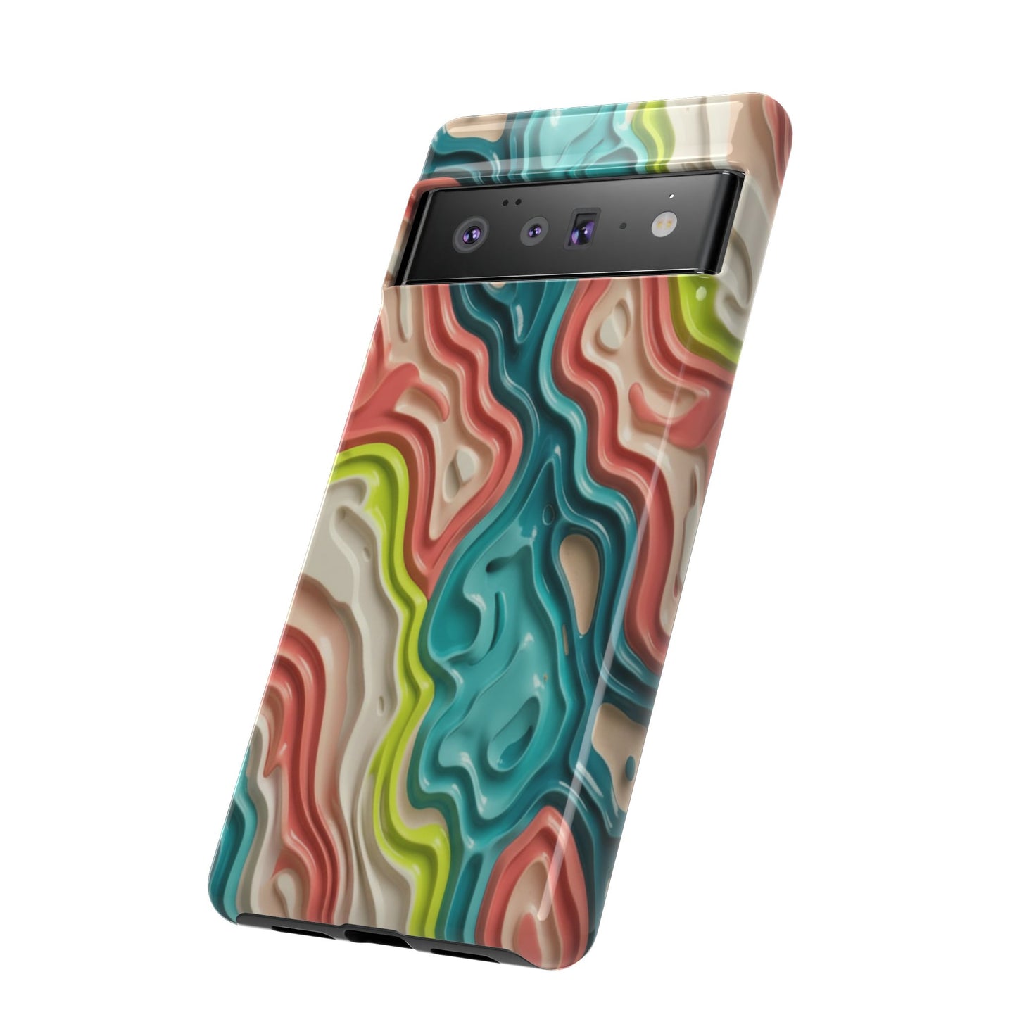 Abstract Contour Phone Case — Colorful Topographic Pattern Tough Case