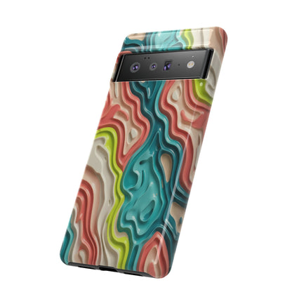 Abstract Contour Phone Case — Colorful Topographic Pattern Tough Case