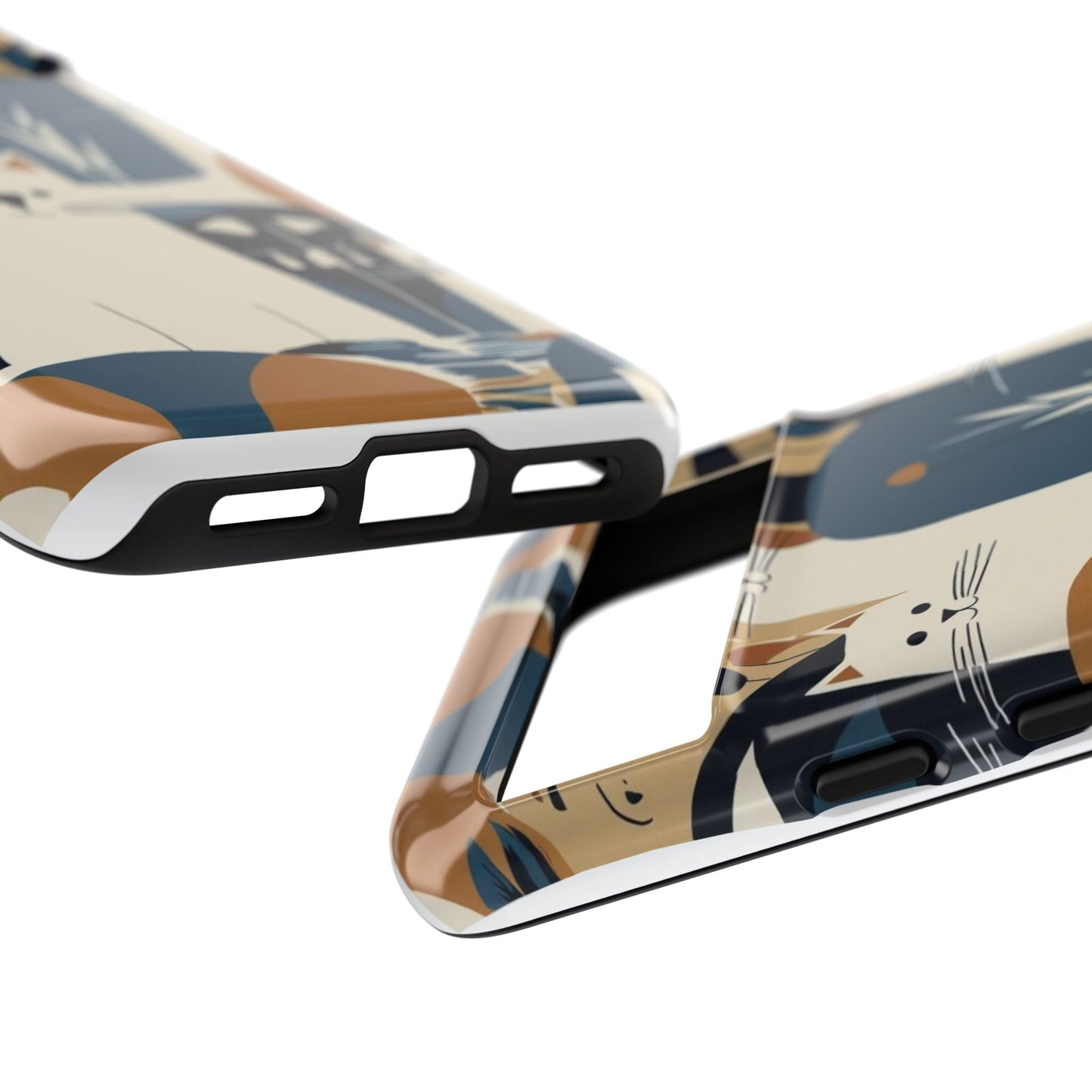 Cat Pattern Phone Case – Retro Abstract Cats Protective iPhone Cover