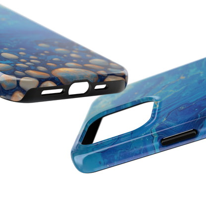 Blue Ocean Pebble Tough Phone Case — Protective Artistic Marble Design