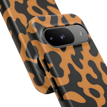 Leopard Print Phone Case — Orange & Black Tough Pattern Protective Cover