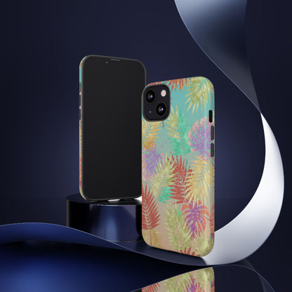Tropical Palm Leaf Tough Phone Case – Colorful Pastel Botanical Protection